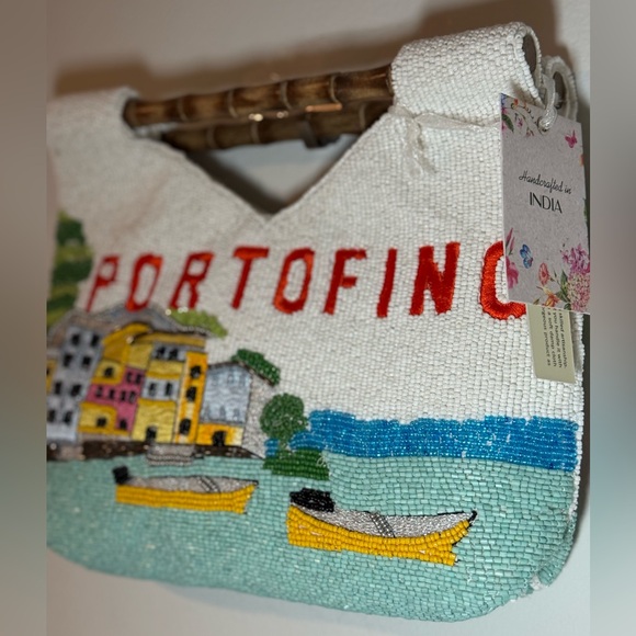 Portofino Beaded Bag with Wooden Handles - Picture 4 of 5
